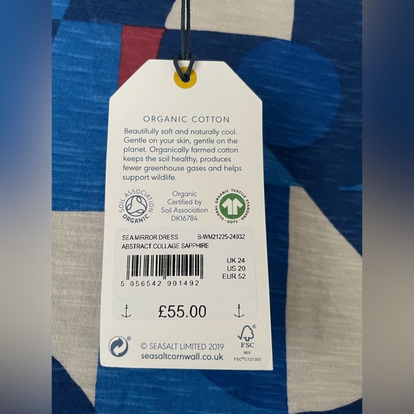 Seasalt ‘Sea Mirror’ Dress - Blue / Sapphire Abstract Print - UK 24 - NWT - Picture 5 of 5